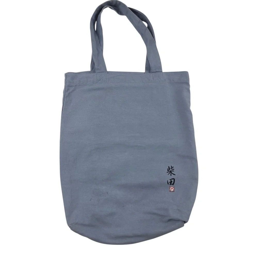 Shiba Inu Canvas Tote Bag Shibata san Blue Japanese Shall We Take a Walk Kawaii